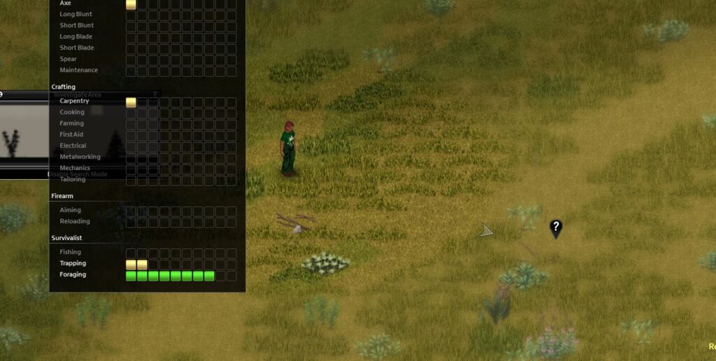 leveling up foraging in Project Zomboid build 41.60