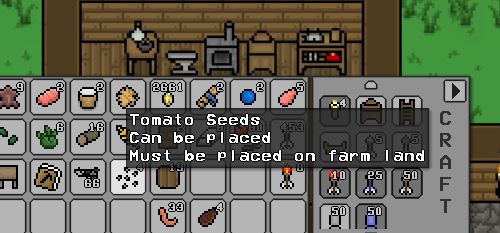 showing the tomato seeds in Necesse to grow and farm with