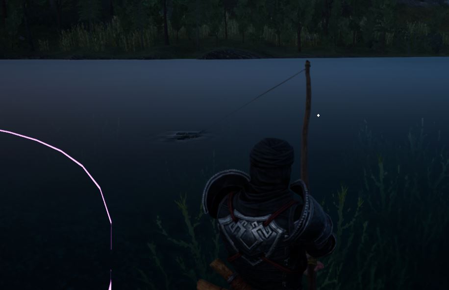Showing a fish about to be caught in Myth of Empires on PC