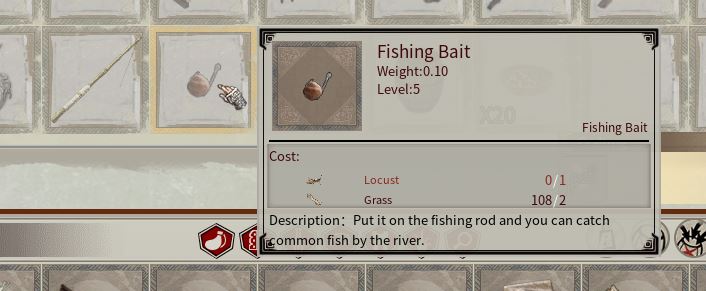 Crafting fishing bait to catch fish in myth of empires