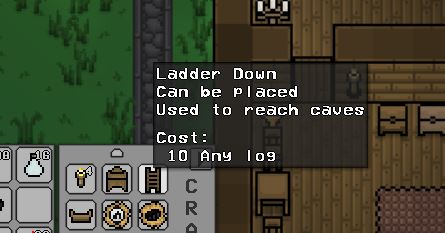 Using the ladder down item to go into the mines to find copper in Necesse
