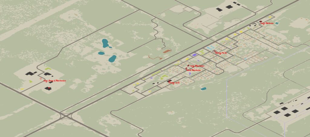 A map showing generator locations in Muldraugh project zomboid