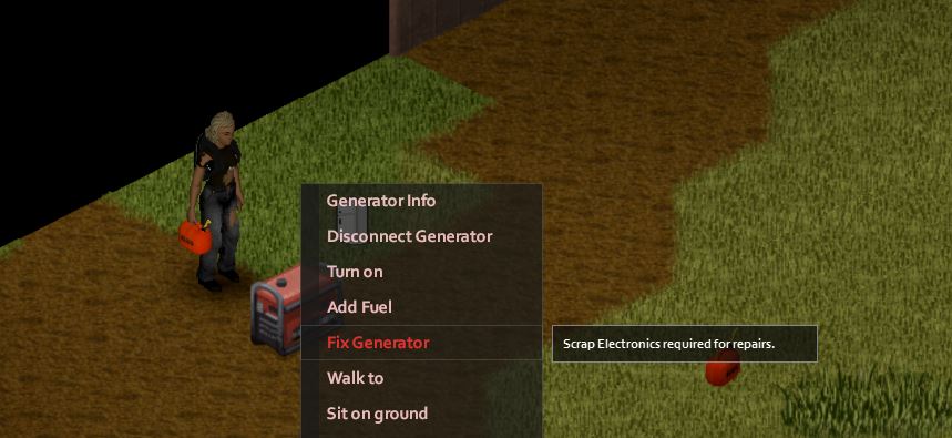 Fixing a generator in Project Zomboid
