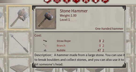 Crafting the stone hammer in myth of empires to get clay with it