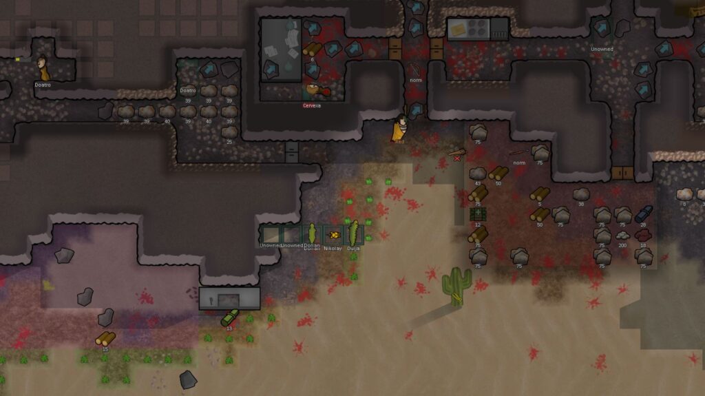 Showing animals being kept outside in zones in Rimworld