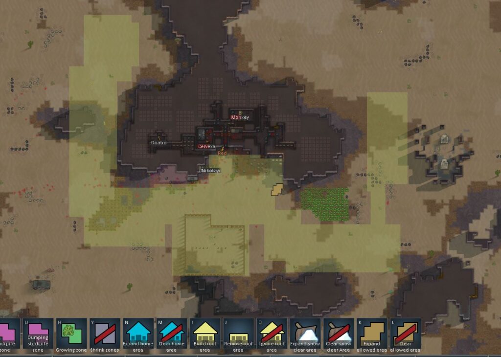 Creating an animal restriction zone in Rimworld
