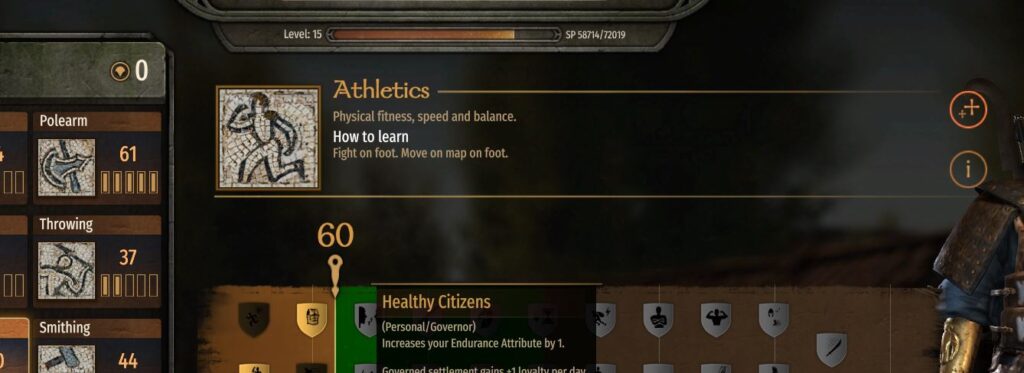 Leveling up athletics the best way in bannerlord