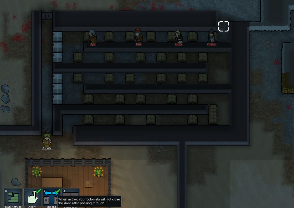 Trapping raiders in using the open door trap in Rimworld