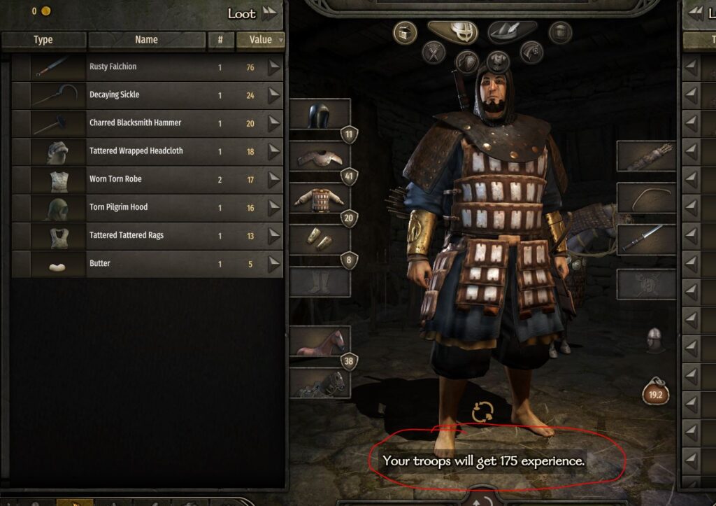 Donate armor for experience in bannerlord