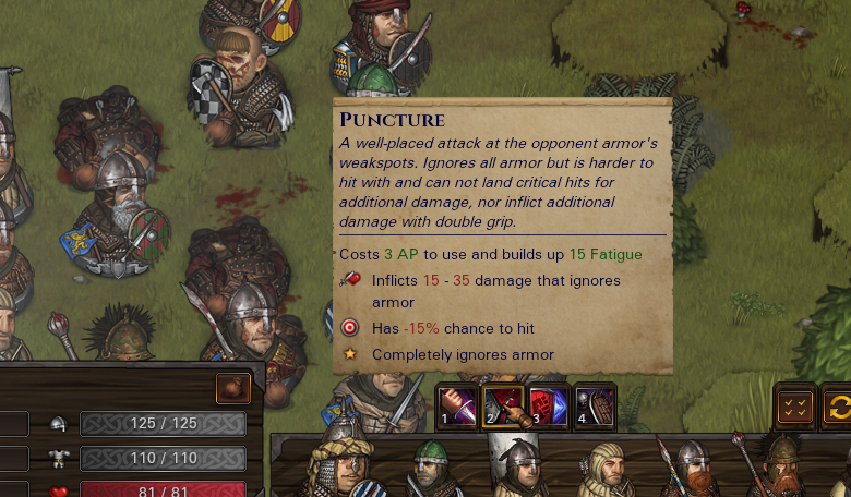 using the puncture ability in battle brothers to get good armor early