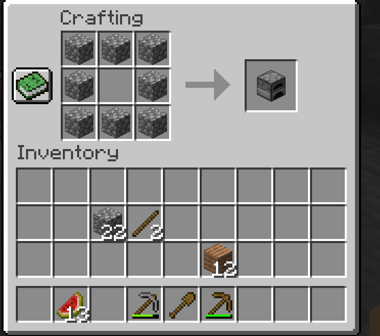 Crafting a furnace in minecraft to make smooth stone