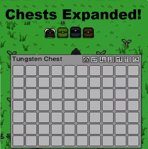 A screenshot of the chests expanded mod for necesse. Shows the Tungsten chest.