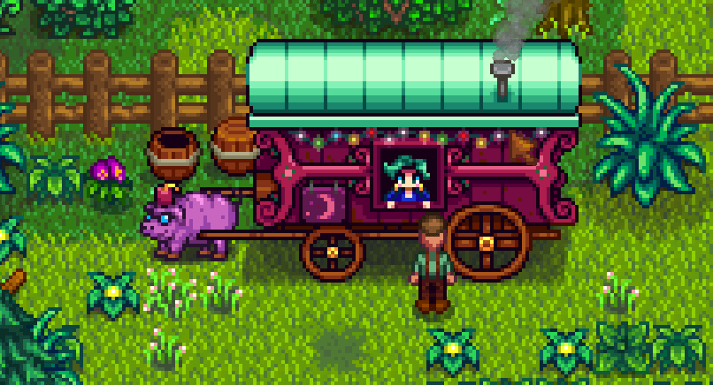 The travelling cart in Stardew valley where a pufferfish can be bought