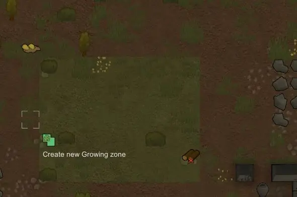 A screenshot from Rimworld showing a player growing cotton plants to make cloth
